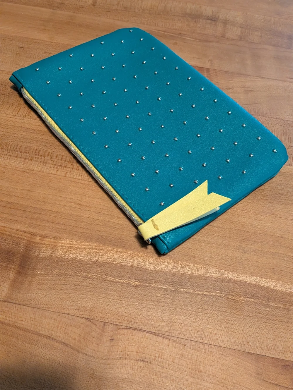 Ipsy 100th Edition Teal & Lime Studded Cosmetic Bag